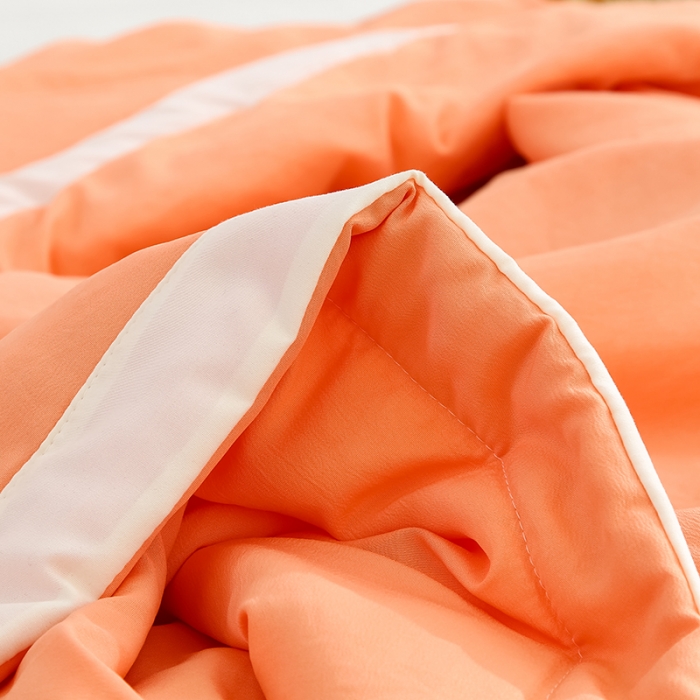 91家纺网 家纺一手货源 找家纺 爱宝被业 2025新款水洗棉麻夏被 热情橙