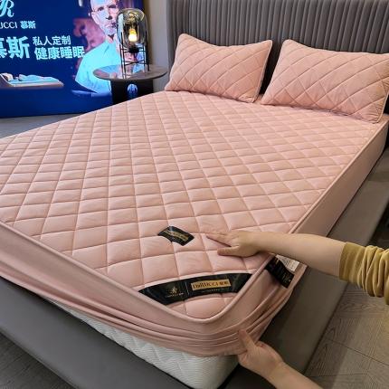 居眠 2023新款慕斯系列A类全棉抗菌夹棉床笠 慕斯粉