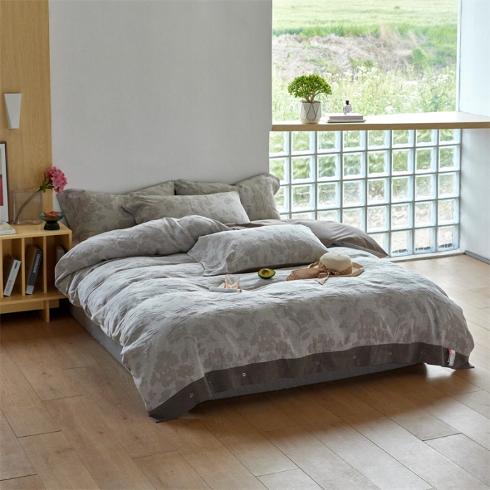 91家纺网 家纺一手货源 找家纺 (总) 安莱生活 2023新款双层纱大提花高奢工艺款花都系列四件套