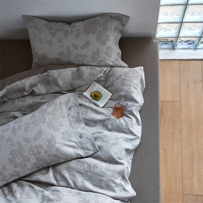 91家纺网 家纺一手货源 找家纺 安莱生活 2023新款双层纱大提花高奢工艺款花都系列四件套 花都-浅灰