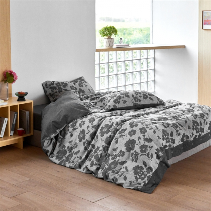 91家纺网 家纺一手货源 找家纺 安莱生活 2023新款双层纱大提花高奢工艺款花都系列四件套 花都-深灰