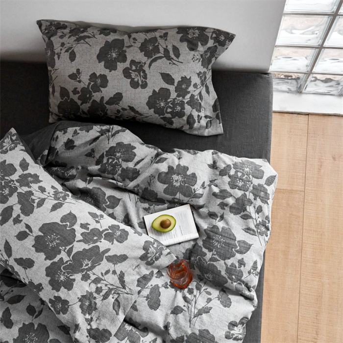 91家纺网 家纺一手货源 找家纺 安莱生活 2023新款双层纱大提花高奢工艺款花都系列四件套 花都-深灰