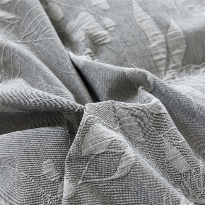 91家纺网 家纺一手货源 找家纺 安莱生活 2023新款双层纱大提花高奢工艺款叶影系列四件套 叶影-深灰