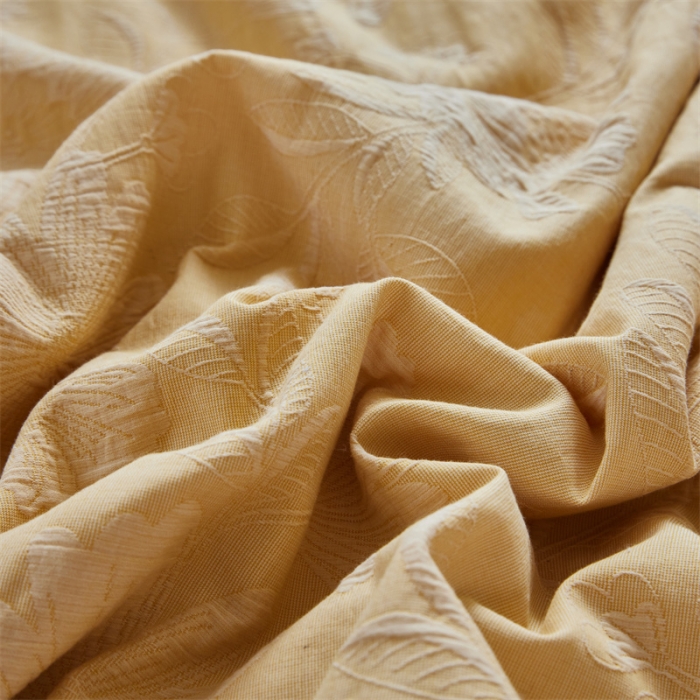 91家纺网 家纺一手货源 找家纺 安莱生活 2023新款双层纱大提花馥香夏被及夏被四件套 馥香-姜黄