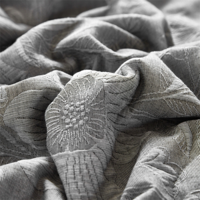 91家纺网 家纺一手货源 找家纺 安莱生活 2023新款双层纱大提花馥香夏被及夏被四件套 馥香-深灰