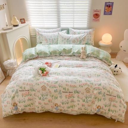 91家纺网 家纺一手货源 找家纺 （总）顾里家纺 2023新款40支13372全棉四季款韩系氛围四件套