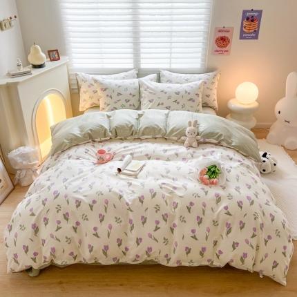 91家纺网 家纺一手货源 找家纺 （总）顾里家纺 2023新款40支13372全棉四季款韩系氛围四件套