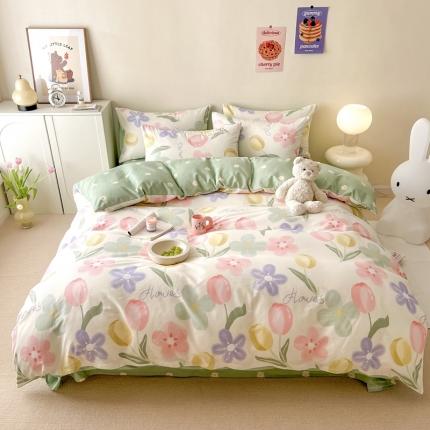 91家纺网 家纺一手货源 找家纺 （总）顾里家纺 2023新款40支13372全棉四季款韩系氛围四件套