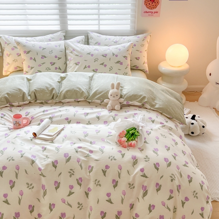 91家纺网 家纺一手货源 找家纺 顾里家纺 2023新款40支13372全棉四季款韩系氛围四件套 梦予幻境