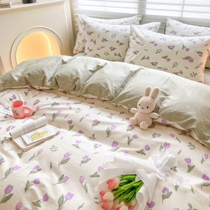 91家纺网 家纺一手货源 找家纺 顾里家纺 2023新款40支13372全棉四季款韩系氛围四件套 梦予幻境