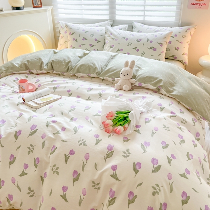 91家纺网 家纺一手货源 找家纺 顾里家纺 2023新款40支13372全棉四季款韩系氛围四件套 梦予幻境