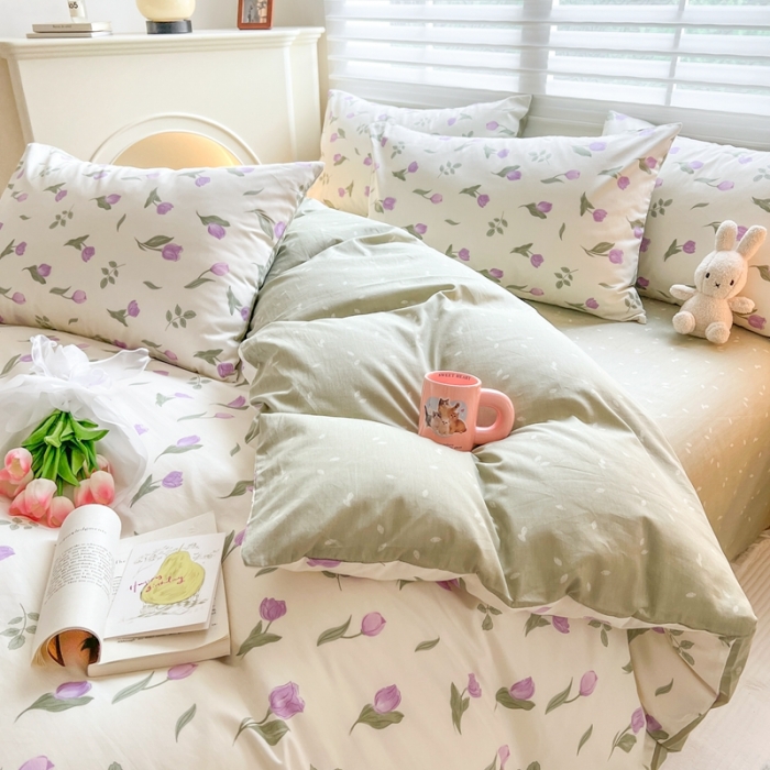 91家纺网 家纺一手货源 找家纺 顾里家纺 2023新款40支13372全棉四季款韩系氛围四件套 梦予幻境