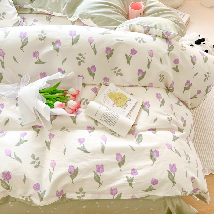 91家纺网 家纺一手货源 找家纺 顾里家纺 2023新款40支13372全棉四季款韩系氛围四件套 梦予幻境