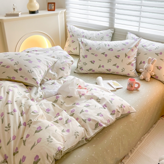 91家纺网 家纺一手货源 找家纺 顾里家纺 2023新款40支13372全棉四季款韩系氛围四件套 梦予幻境