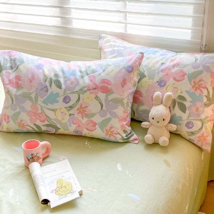 91家纺网 家纺一手货源 找家纺 顾里家纺 2023新款40支13372全棉四季款韩系氛围四件套 莫奈花园