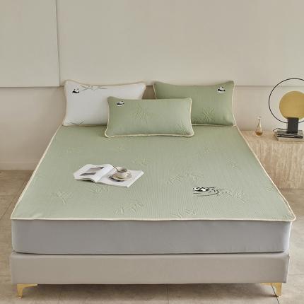 91家纺网 家纺一手货源 找家纺 千朵森 2024新款熊猫绣花款冰感丝凉席三件套 绿野仙踪-浅米黄