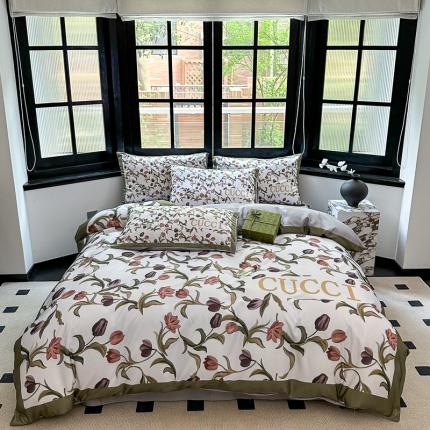 91家纺网 家纺一手货源 找家纺 (总) 摩卡 2024新款水洗真丝轻奢系列四件套