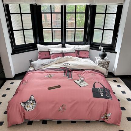 91家纺网 家纺一手货源 找家纺 (总) 摩卡 2024新款水洗真丝轻奢系列四件套