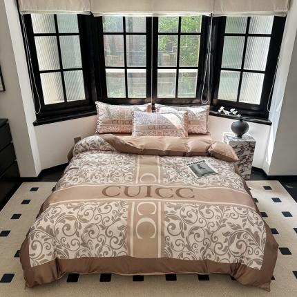 91家纺网 家纺一手货源 找家纺 (总) 摩卡 2024新款水洗真丝轻奢系列四件套