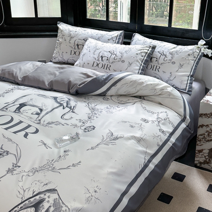 91家纺网 家纺一手货源 找家纺 摩卡 2024新款水洗真丝轻奢系列四件套 大象