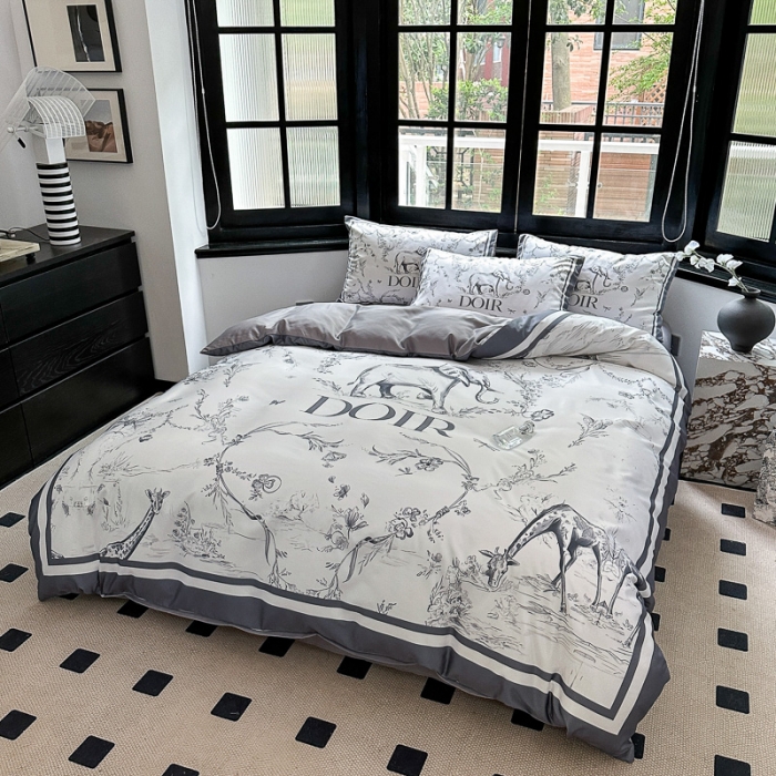 91家纺网 家纺一手货源 找家纺 摩卡 2024新款水洗真丝轻奢系列四件套 大象