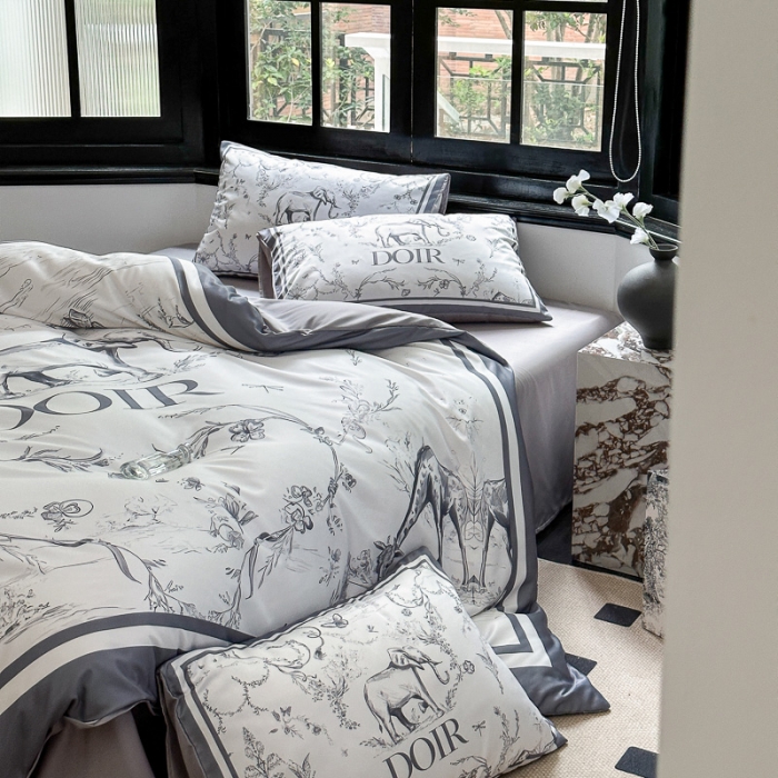 91家纺网 家纺一手货源 找家纺 摩卡 2024新款水洗真丝轻奢系列四件套 大象