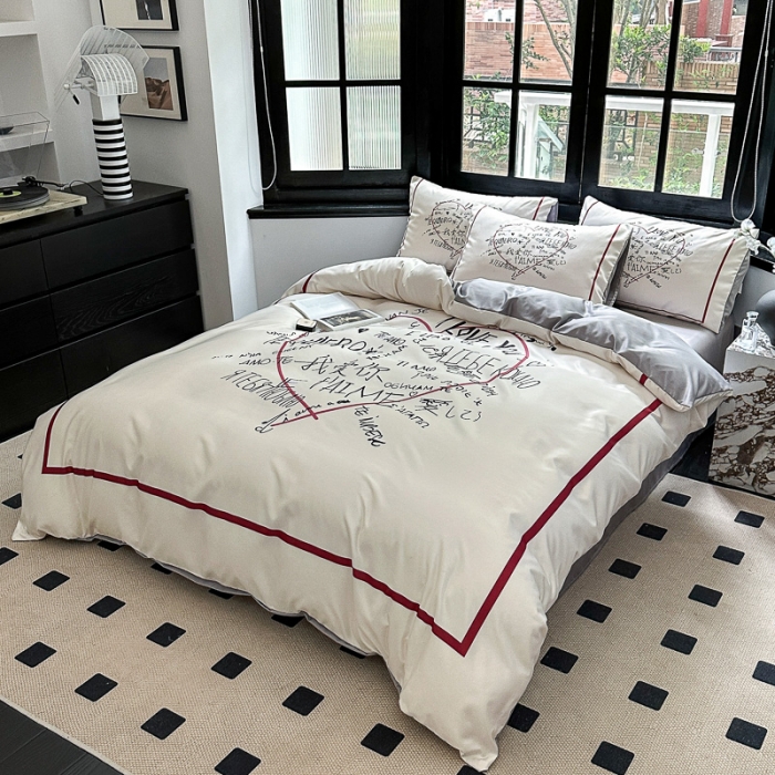 91家纺网 家纺一手货源 找家纺 摩卡 2024新款水洗真丝轻奢系列四件套 告白