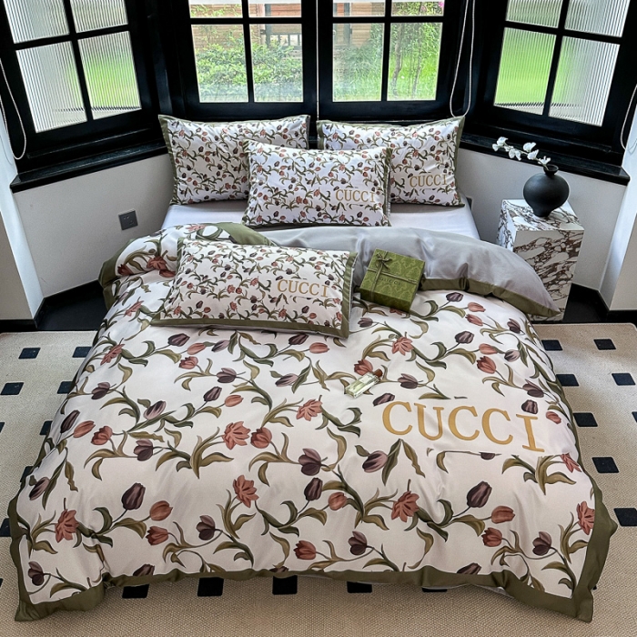 91家纺网 家纺一手货源 找家纺 摩卡 2024新款水洗真丝轻奢系列四件套 花悦