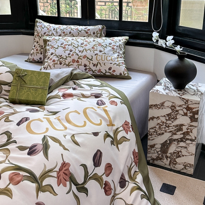 91家纺网 家纺一手货源 找家纺 摩卡 2024新款水洗真丝轻奢系列四件套 花悦