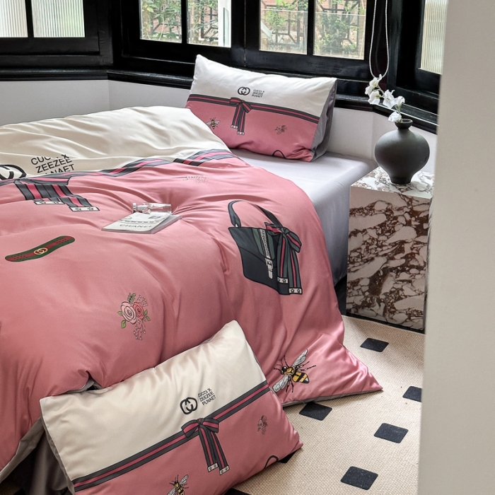 91家纺网 家纺一手货源 找家纺 摩卡 2024新款水洗真丝轻奢系列四件套 记忆