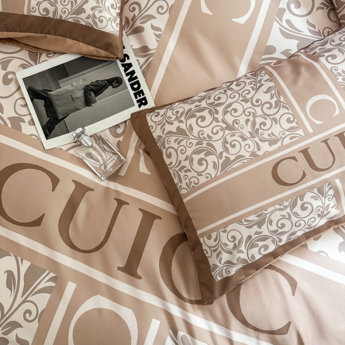 91家纺网 家纺一手货源 找家纺 摩卡 2024新款水洗真丝轻奢系列四件套 香草