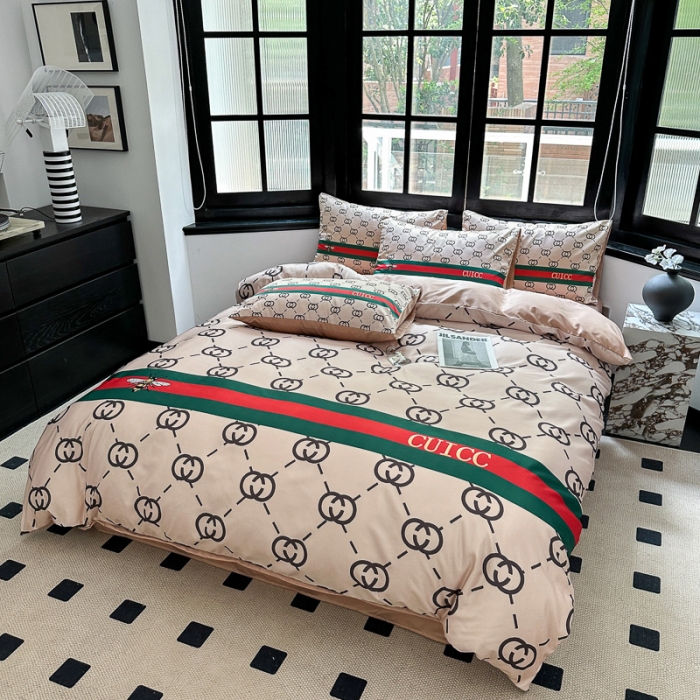 91家纺网 家纺一手货源 找家纺 摩卡 2024新款水洗真丝轻奢系列四件套 小蜜蜂