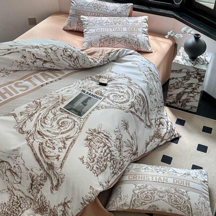 91家纺网 家纺一手货源 找家纺 摩卡 2024新款水洗真丝轻奢系列四件套 星辰