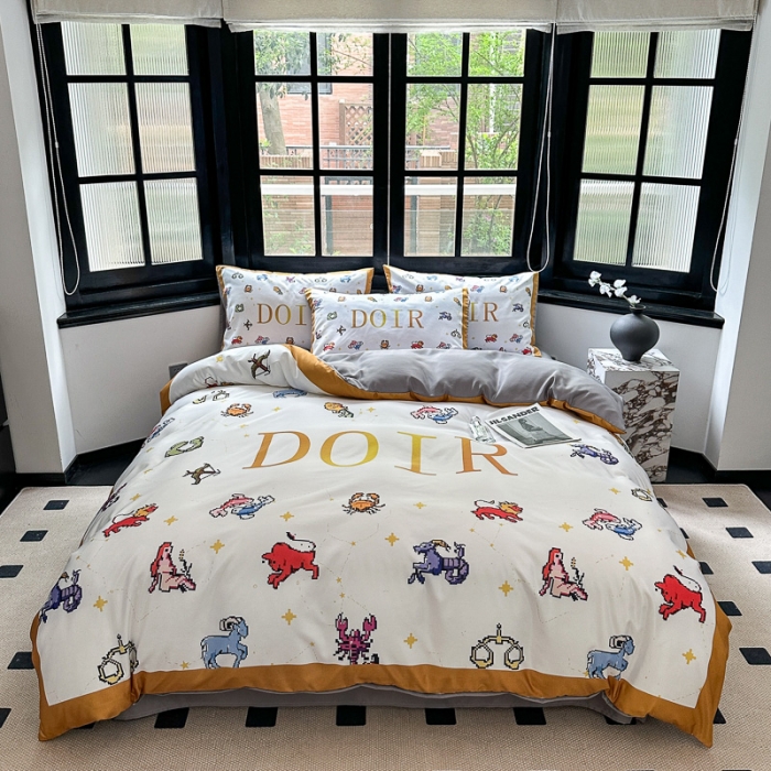 91家纺网 家纺一手货源 找家纺 摩卡 2024新款水洗真丝轻奢系列四件套 星座