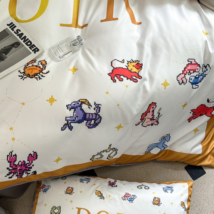 91家纺网 家纺一手货源 找家纺 摩卡 2024新款水洗真丝轻奢系列四件套 星座