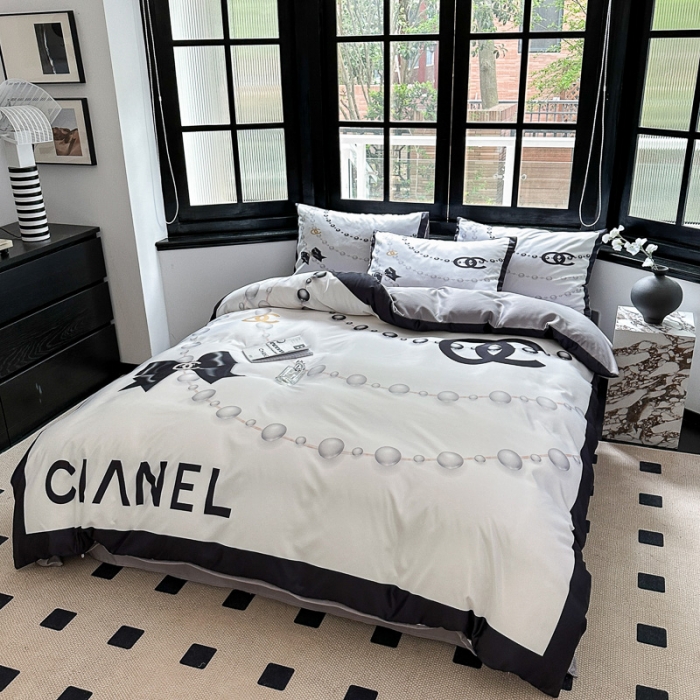 91家纺网 家纺一手货源 找家纺 摩卡 2024新款水洗真丝轻奢系列四件套 珍珠链