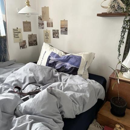 91家纺网 家纺一手货源 找家纺 恋恋三季 2024新款32支色织水洗棉数码混搭四件套-风格一 茶卡盐湖（发既见海枕套）