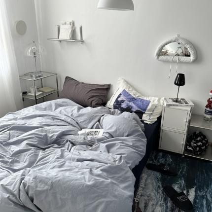 91家纺网 家纺一手货源 找家纺 恋恋三季 2024新款32支色织水洗棉数码混搭四件套-风格二 茶卡盐湖（发既见海枕套）