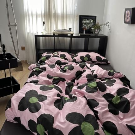 91家纺网 家纺一手货源 找家纺 恋恋三季 2024新款40支13372全棉简约系列四件套-风格一 维多利亚粉