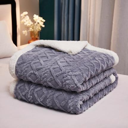 肖恩 2025秋冬新款塔芙绒羊羔绒毛毯 雾霾蓝