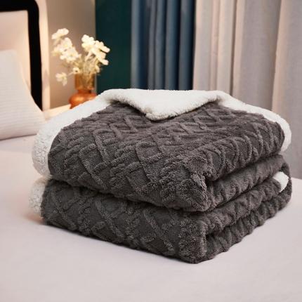 肖恩 2025秋冬新款塔芙绒羊羔绒毛毯 深空灰