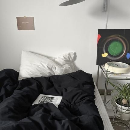 恋恋三季 2024新款32支色织水洗棉单被套 黑色