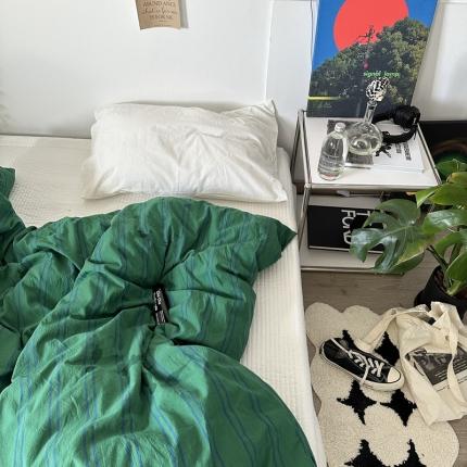 恋恋三季 2024新款32支色织水洗棉单被套 绿光