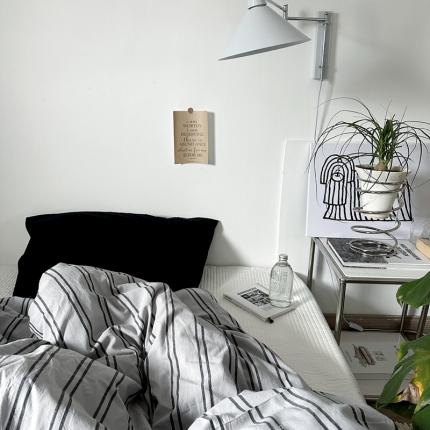 恋恋三季 2024新款32支色织水洗棉单被套 中古条纹灰