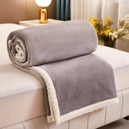91家纺网 家纺一手货源 找家纺 肖恩 2025新款纯色牛奶绒羊羔绒双面绒盖毯毛毯毯子 雾霾灰