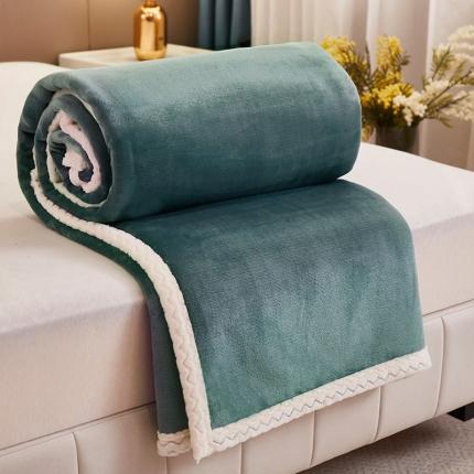 91家纺网 家纺一手货源 找家纺 肖恩 2025新款纯色牛奶绒羊羔绒双面绒盖毯毛毯毯子 钻石绿