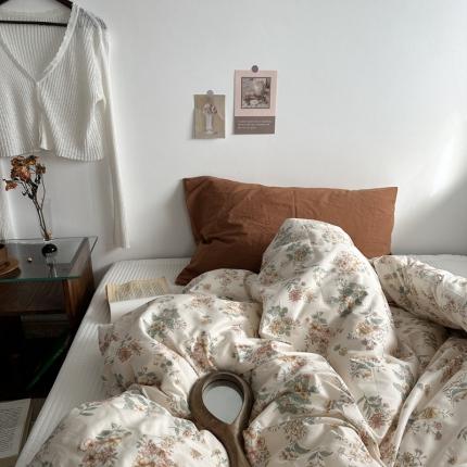 91家纺网 家纺一手货源 找家纺 恋恋三季 2024新款40支133*72全棉斜纹单被套 野茶春苑