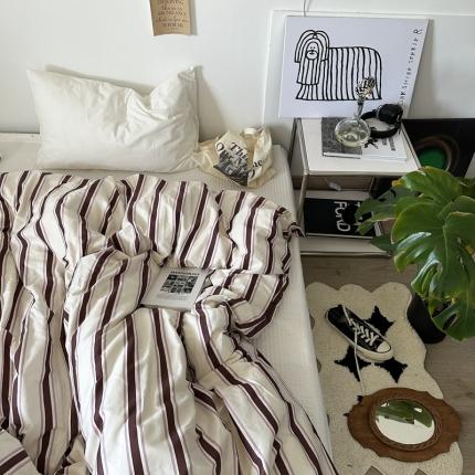 91家纺网 家纺一手货源 找家纺 恋恋三季 2024新款40支133*72全棉斜纹单被套 棕粉象