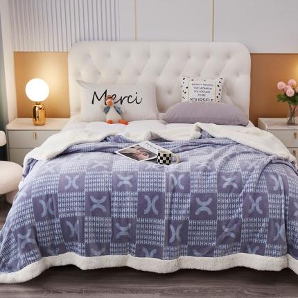 91家纺网 家纺一手货源 找家纺 肖恩 2025新款羊羔绒印花毛毯毯子系列 艾玛格绿