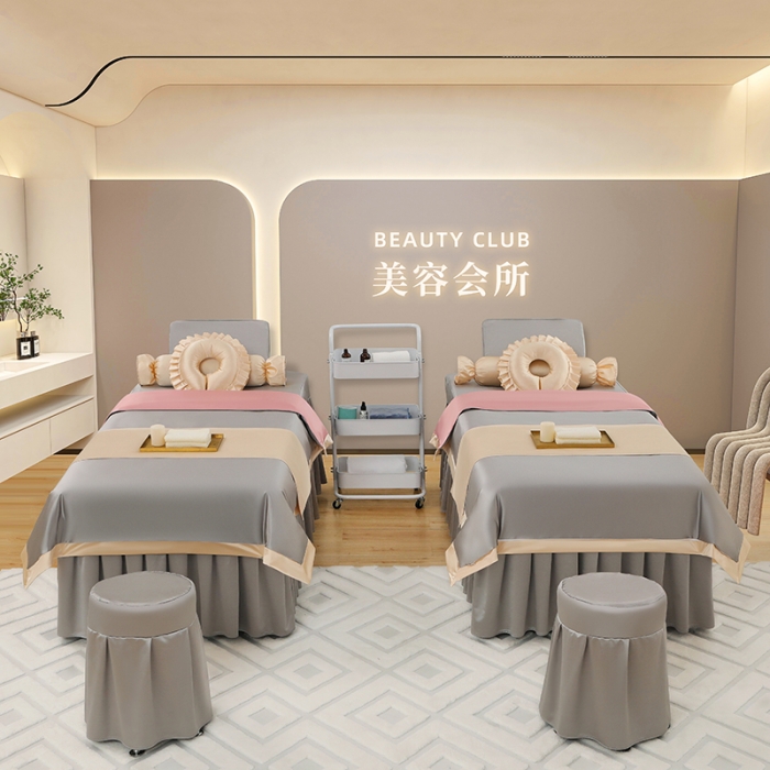 91家纺网 家纺一手货源 找家纺 控价198 不打烊家纺 2025新款冰丝B款美容床罩 冰丝B款-经典灰